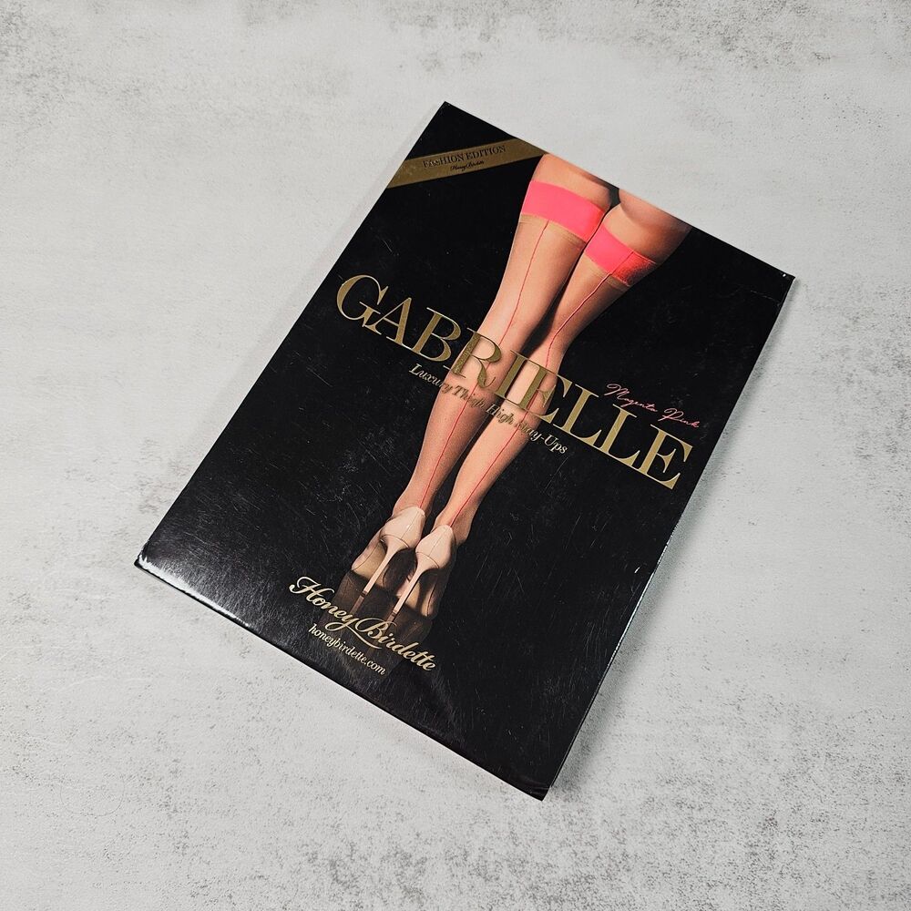 Honey Birdette Gabrielle Magenta Pink Sheer Stay Up Stockings Thigh Highs Size L